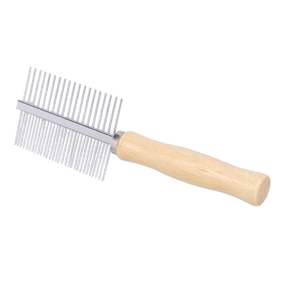 Dubbele kam met houten handvat